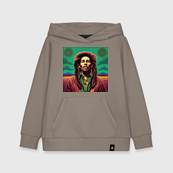 Детская толстовка-худи Digital Art Bob Marley in the field