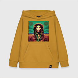 Толстовка детская хлопковая Digital Art Bob Marley in the field, цвет: горчичный