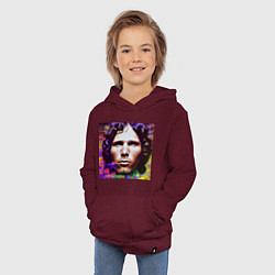 Толстовка детская хлопковая Jim Morrison Glitch 25 Digital Art, цвет: меланж-бордовый — фото 2