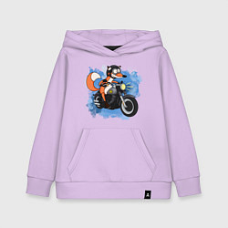 Толстовка детская хлопковая Лис на мотоцикле, цвет: лаванда
