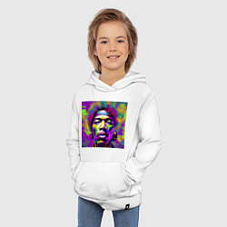 Толстовка детская хлопковая Jimi Hendrix in color Glitch Art, цвет: белый — фото 2