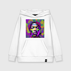 Толстовка детская хлопковая Jimi Hendrix in color Glitch Art, цвет: белый