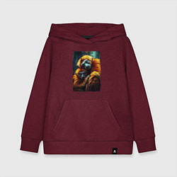 Толстовка детская хлопковая Игрунковые обезьянки, цвет: меланж-бордовый