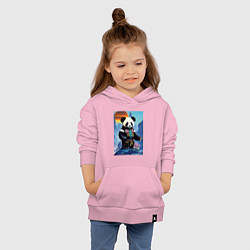 Толстовка детская хлопковая Панда на берегу озера - нейросеть, цвет: светло-розовый — фото 2