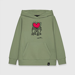 Детская толстовка-худи Человечки с сердцем - поп арт Кит Харинг