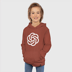 Толстовка детская хлопковая Chat GPT Логотип, цвет: кирпичный — фото 2