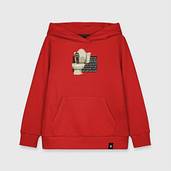 Толстовка детская хлопковая Skibidi Toilet Normal Skibidi Toilet, цвет: красный