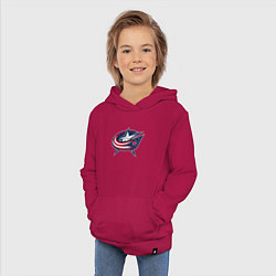 Толстовка детская хлопковая Columbus blue jackets - hockey team - emblem, цвет: маджента — фото 2