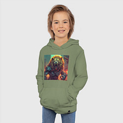 Толстовка детская хлопковая Лев злой зомби, цвет: авокадо — фото 2