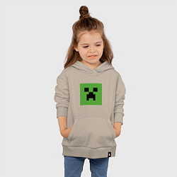 Толстовка детская хлопковая Minecraft creeper face, цвет: миндальный — фото 2