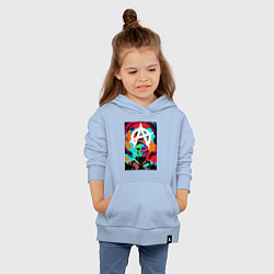 Толстовка детская хлопковая Анархия - череп - поп-арт, цвет: мягкое небо — фото 2