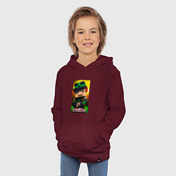Толстовка детская хлопковая Roblox green man, цвет: меланж-бордовый — фото 2