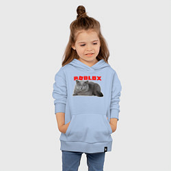 Толстовка детская хлопковая Кот roblox, цвет: мягкое небо — фото 2