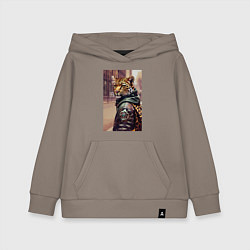 Толстовка детская хлопковая Cool leopard - urban style - neural network, цвет: утренний латте
