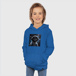 Толстовка детская хлопковая Черный котик космонавт, цвет: синий — фото 2