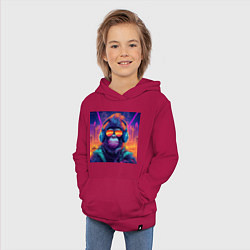 Толстовка детская хлопковая Обезьяна в куртке, цвет: маджента — фото 2