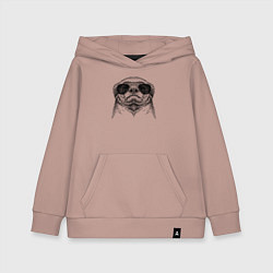 Толстовка детская хлопковая Медоед в очках, цвет: пыльно-розовый