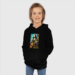 Толстовка детская хлопковая Мона Лиза лабает на гитаре, цвет: черный — фото 2