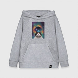 Толстовка детская хлопковая Мечтательный космический котик, цвет: меланж