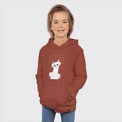 Толстовка детская хлопковая Лама-альпака в пушистых наушниках, цвет: кирпичный — фото 2