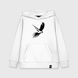 Толстовка детская хлопковая Попугай летит трафарет, цвет: белый