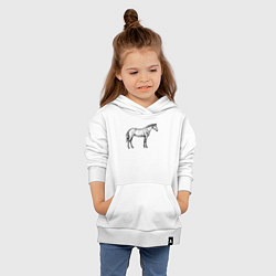 Толстовка детская хлопковая Лошадь стоит в профиль, цвет: белый — фото 2