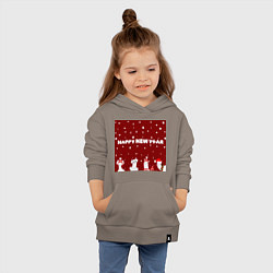 Толстовка детская хлопковая Новогодние ламы в шапочках, цвет: утренний латте — фото 2