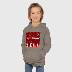 Толстовка детская хлопковая Новогодние ламы в шапочках, цвет: утренний латте — фото 2