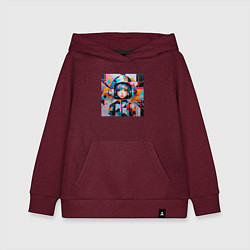 Толстовка детская хлопковая Девочка-космонавт, цвет: меланж-бордовый