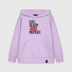 Толстовка детская хлопковая Eat sleep judo repeat, цвет: лаванда