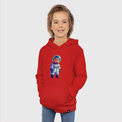Толстовка детская хлопковая Капибара бравый космонавт, цвет: красный — фото 2