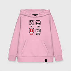 Толстовка детская хлопковая Eat - sleep - Fortnite - repeat, цвет: светло-розовый