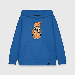 Детская толстовка-худи Огненный кот якудза самурай