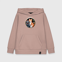 Толстовка детская хлопковая Два котика ждут Новый Год, цвет: пыльно-розовый