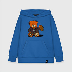 Толстовка детская хлопковая Медведь Кащей с шапкой-ушанкой, цвет: синий