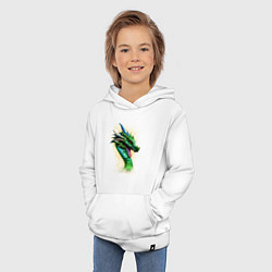 Толстовка детская хлопковая Зеленый Фантастический Дракон, цвет: белый — фото 2