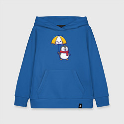 Толстовка детская хлопковая Пингвинчик под зонтом, цвет: синий