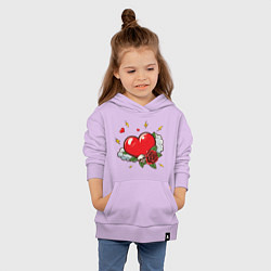 Толстовка детская хлопковая Сердце с розой и черепом, цвет: лаванда — фото 2