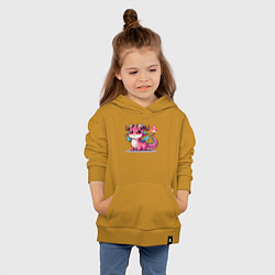 Толстовка детская хлопковая Милый розовый дракончик, цвет: горчичный — фото 2
