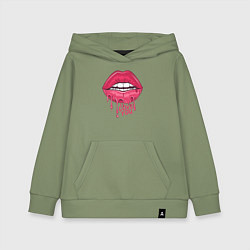 Толстовка детская хлопковая I love you lips, цвет: авокадо