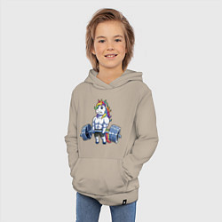 Толстовка детская хлопковая Тяж единорог, цвет: миндальный — фото 2