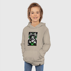 Толстовка детская хлопковая Котёнок командный геймер - киберспорт, цвет: миндальный — фото 2