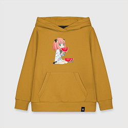 Толстовка детская хлопковая Аня ест арбуз, аниме семья шпиона, цвет: горчичный