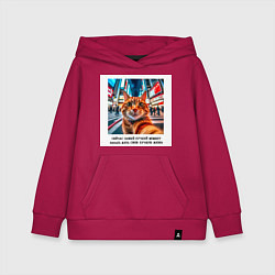 Толстовка детская хлопковая Рыжий кот: момент начать жить свою лучшую жизнь, цвет: маджента