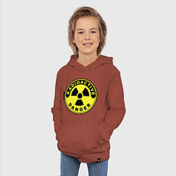 Толстовка детская хлопковая Danger radiation sign, цвет: кирпичный — фото 2