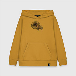 Толстовка детская хлопковая Профиль барана, цвет: горчичный
