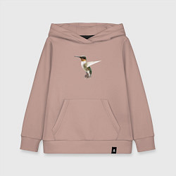 Толстовка детская хлопковая Рубиновогорлый колибри, цвет: пыльно-розовый