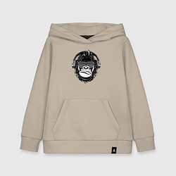 Толстовка детская хлопковая Music gorilla, цвет: миндальный