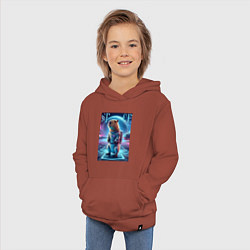 Толстовка детская хлопковая Космонавт Каппи в скафандре - нейросеть, цвет: кирпичный — фото 2