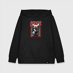 Толстовка детская хлопковая AC DC на фоне Пикачу играющего рок на гитаре, цвет: черный